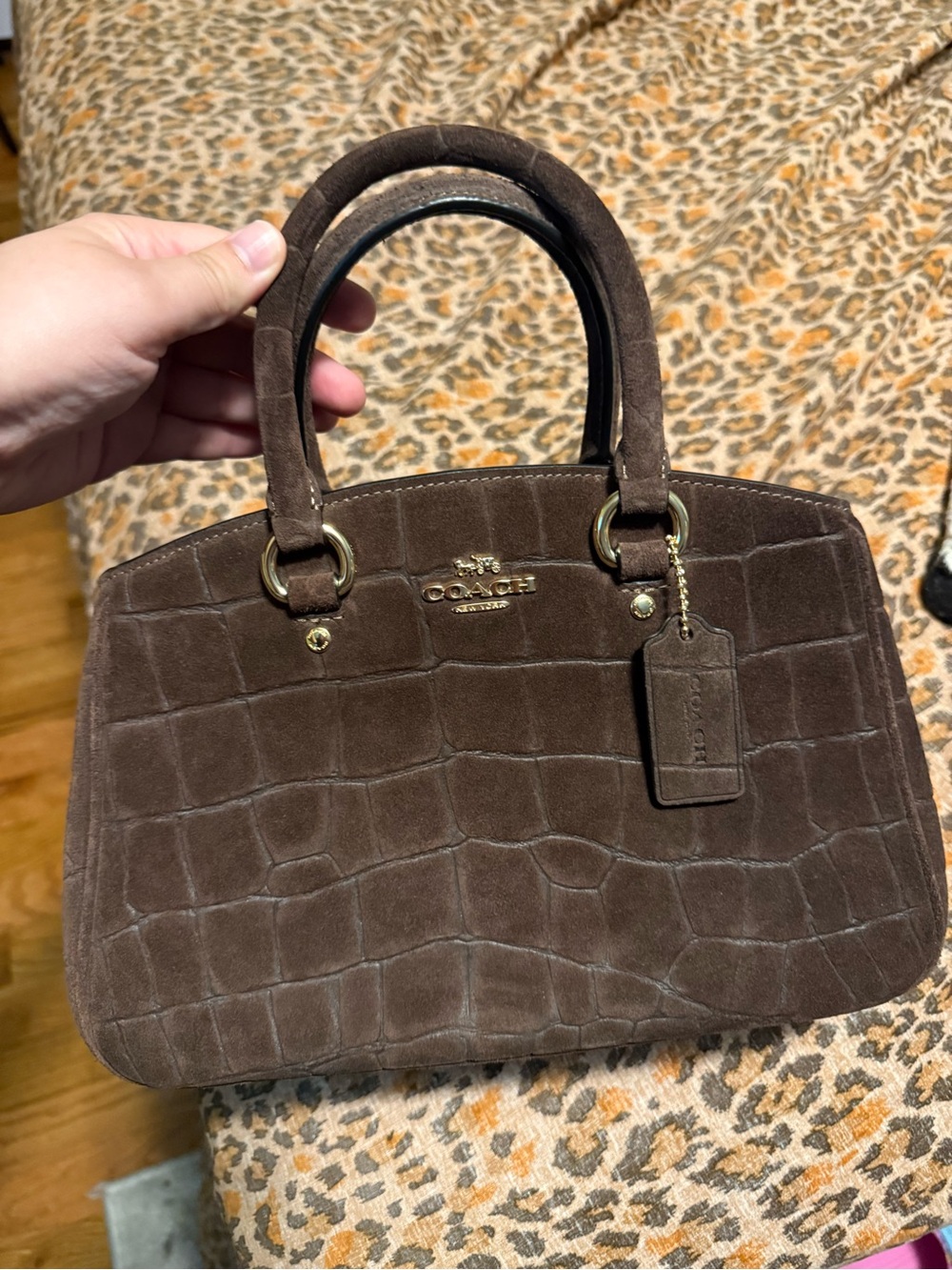 COACH Brown Suede Croc Savannah Carry All